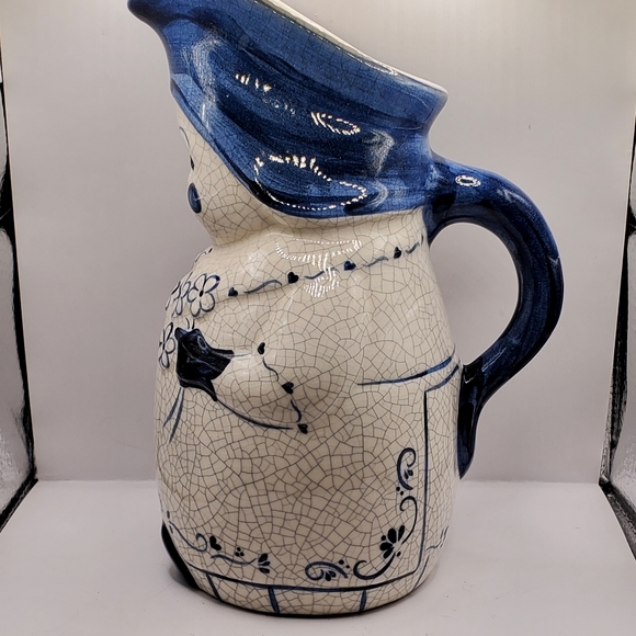 Dedham Pottery Mrs. Jenkins Pitcher, Excellent condition, Vintage 1990s. - Picture 2 of 5